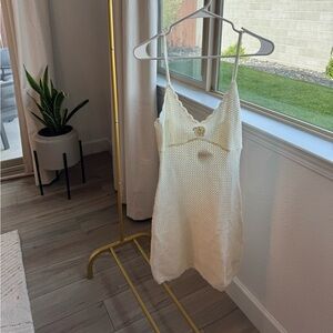 Altar’d State Ivory Crochet Boho Tank Dress Swim Cover Up Size Medium NWT